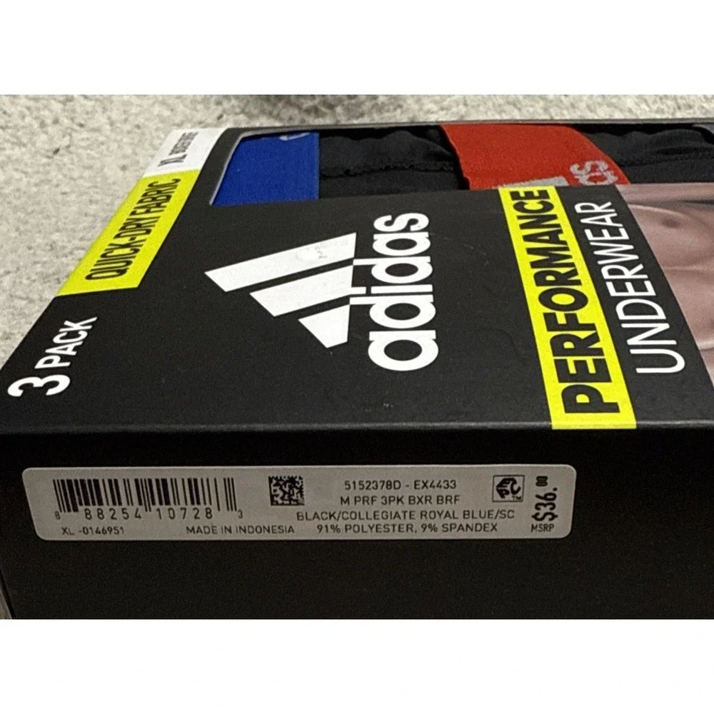Adidas Men's Boxer Briefs XL (40-42)‎ - 3 Pack - QuickDry Frabric - Underwear